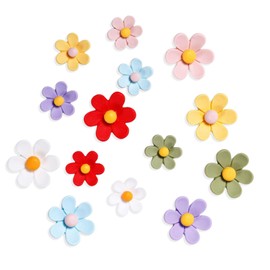 14pcs Cute Flower Fridge Magnets, 2 Sizes 3D Colorful Daisy Refrigerator Magnets Floral Magnetic Decorative Magnets for Whiteboard Locker Car Kitchen Office Decorations(7 Big, 7 Small)
