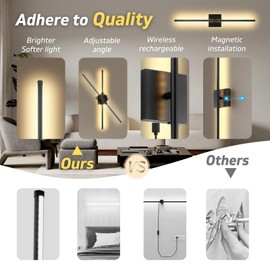 KNYELYNS Battery Operated Wall Sconce 27.9inch,Wireless Rechargeable Wall Sconce with Remote,Dimmable 350°Rotate Cordless Wall Lamp Indoor Light for Living Room, Hallway, Bedroom