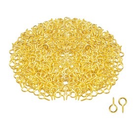 Samcos Set of About 100 Screws Heaton UV Resin Parts Screws Hooks Accessories DIY Materials Craft Parts Craft Supplies Hardware Accessories (0.2 x 0.4 inches (5 x 10 mm), Gold)