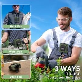 GOSALISU Portable Waist Fan Rechargeable 10400mah Strong Turbo Personal Fan 100 Speeds, Small Handheld Fans Desk Neck Fans For Travel, Camping, Hiking, Beach Vacation Essentials