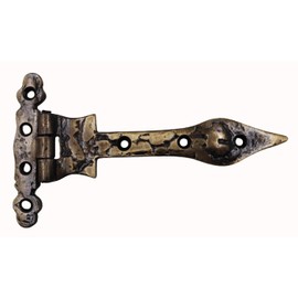 The Metal Magician Black T-Strap Hinges, Pack of 4 Heavy Duty Barn Door Hinges (6.2" x 3.5"), Gate Hinges for Wooden Fences Heavy Duty, Decorative Hinges, Farm Gate Hinge (Antique Brass)