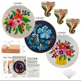 Embroidery Kit for beginners friendly, Including Embroidery Cloth, Embroidery Hoop, Thread and Needle, DIY Cross Stitch Embroidery Set for Beginner, Home Decor [Package List As picture shown - Color: narcissus flower