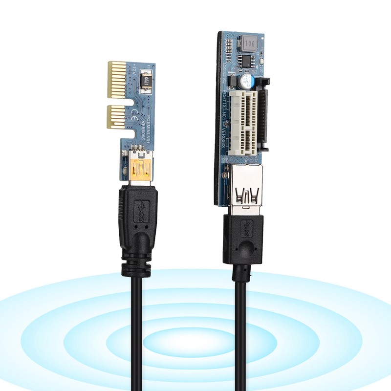PCI-E 1X Extension Cable Cord Riser Card Power USB Extender