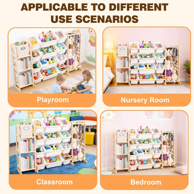 MICZG Kids Toy Storage Organizer with Bookshelf & Stuffed Animal