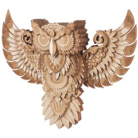 Home Decor Owl Wall Sculpture Wooden Owl Wall Art Hanging Owl Statue Rustic Owl Statue Wall Plaque Hanging Decor for Indoor Outdoor Wooden Puzzle