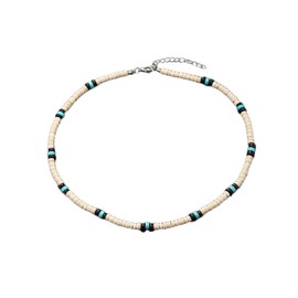 Caiyao Puka Shell Beaded Necklace - Men's & Women's Summer Beach Jewelry - White & Black