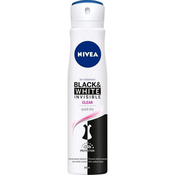 Nivea Invisible Black & White Clear Anti-Perspirant Deodorant - PACK OF 2 X 150 ml