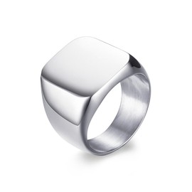 Brand Stamped Ring, Men's, Stylish, Stainless Steel, Wide Ring, Hypoallergenic, Stainless Steel Titanium, No Gemstones