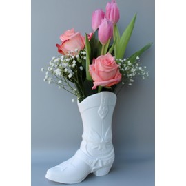 Cowboy Boot Vase for Bouquets- White Flower Vase- Coastal cowgirl- cowboy decor- cowboy boot centerpieces for tables- Cowgirl Boot- Horse Vase - Cowgirl Aesthetic- Cowgirl Decor for Home (Brown)