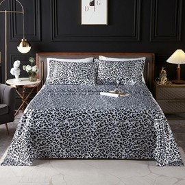 Axyu Bedding Set, California King Size Bed Sheets, Luxury and Soft Satin Sheets, 4 Pcs Silky Sheets with 17 Inches Deep Pocket