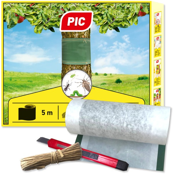 PIC Glue band for trees - 5 m glue band, fixing wire and free cutter knife included - for about 16 trees