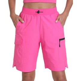 zsenoxaxi Women's Hiking Cargo Shorts Quick Dry Lightweight Shorts for Travel Athletic(Hot Pink,XL)