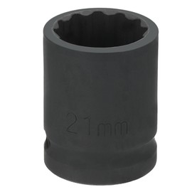 HARFINGTON 12-Point Impact Socket 1/2 Inch Drive 21mm Metric Cr-V Shallow Impact Socket Nut Driver Wrench for Auto Repair