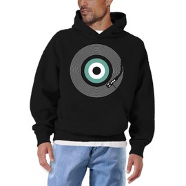 MAKAYA Hoodie Music Gifts Vinyl Hip Hop Retro Hoodie, black