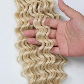 Boho Braids Deep Wave Bulk 4 little pcs for Braiding Knotless Synthetic Hair Blend Extensions Feel Soft 14inch 100gram Bulk Bob Bohemian Deep Curly Braiding Hair (#613)