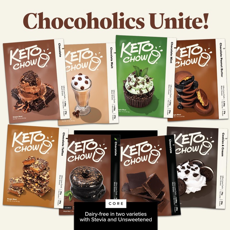 Keto Chow Chocolate Core (w/Stevia) - Keto Meal Replacement Shake