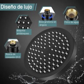 Regadera Telefono Cabezal De Ducha Redonda Baño Kit Con Ducha De Mano Negro Yesop