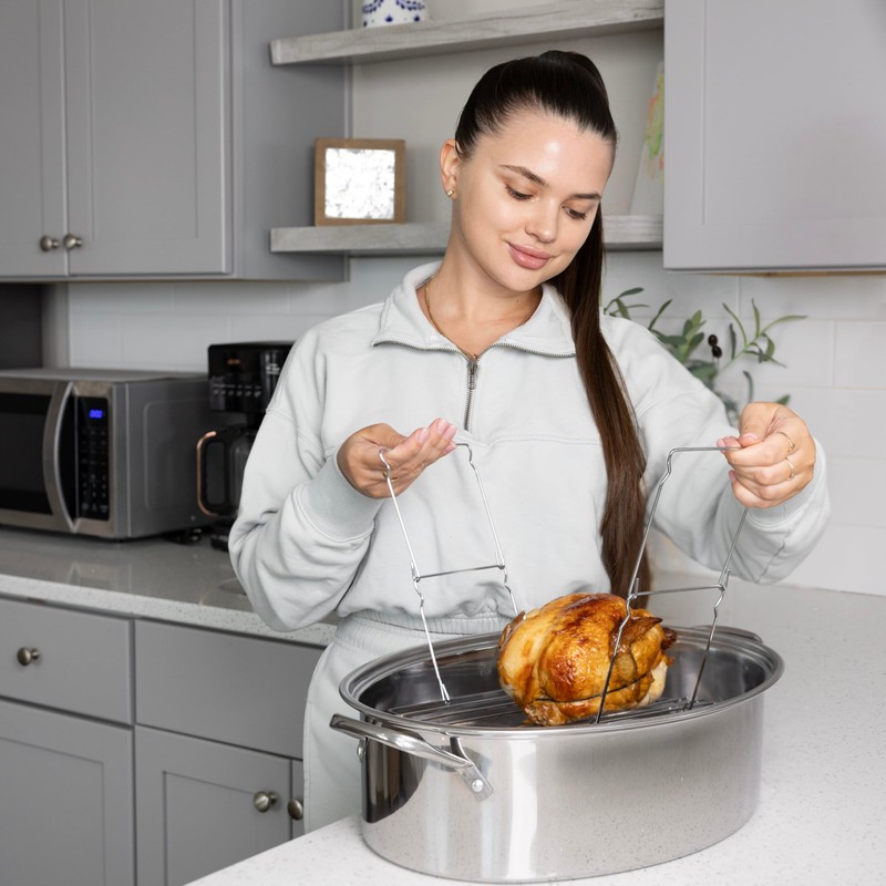 Fox Run Turkey Roasting Rack and Lifter, 11" x 6"