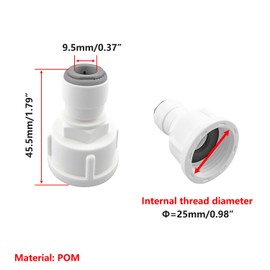 Qrity 1 Piece Water Quick Coupling Fitting, 3/8 Inch RO Water Straight Pipe Fitting to 3/4 Inch Female, Double Seal, Quick Connection for Water Filter