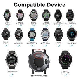 Strap for Fenix 8 47mm/Fenix 7/Fenix 6/Fenix 5, 22mm Leather Strap Replacement for Fenix 6 Pro, Fenix 5 Plus, Fenix 7 Solar, Forerunner 945, 935, Approach S62, S60, Instinct/Instinct 2, Quatix 6.5