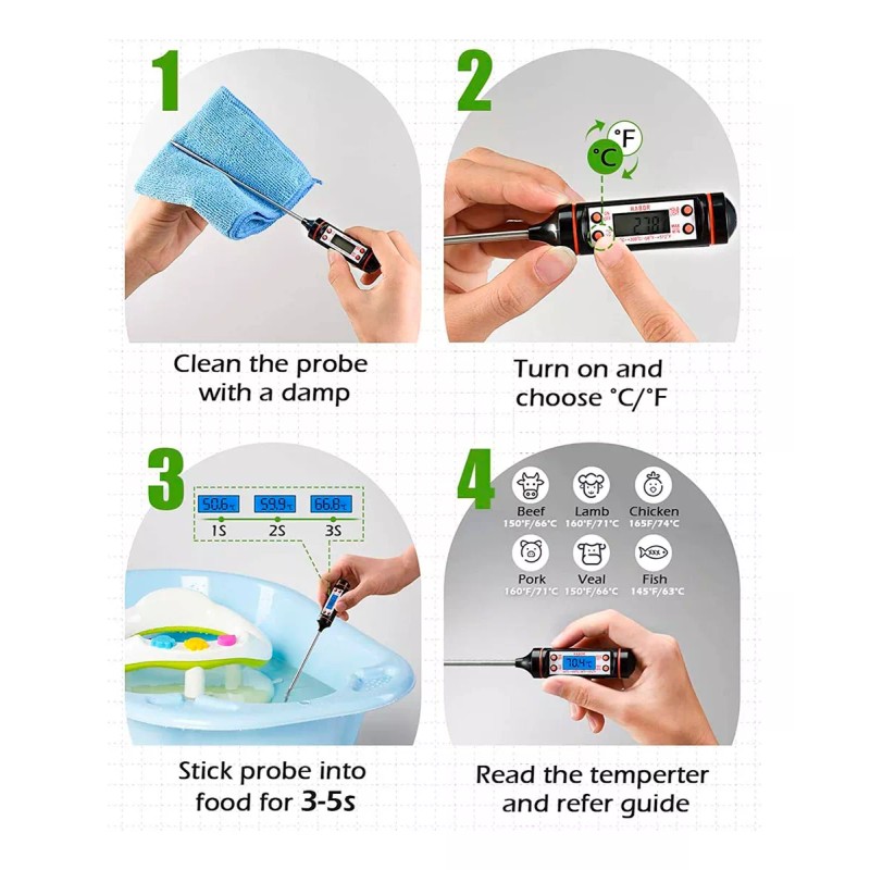 Digital Thermo Termómetro Sonda Digital De Cocina Para Alimentos Liquidos