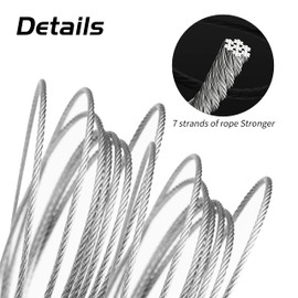 JSMTKJ Pack of 4 Wire Rope Adjustable Steel Cable Stainless Steel Cable Security Cable Lock Steel Cable with Loop and Hook Stainless Steel Wire Rope for Pictures Light DIY Lamp Hanger 1.5 m x 1.5 mm