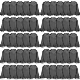 Grneric 50Pcs Drawstring Backpack Bulk Cinch Bag, Drawstring Bags Polyester for Gym Sports Beach Party Trip (Grey)
