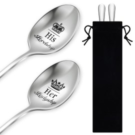 Wedding Gift for Him and Her, 2 Pcs Stainless Steel Coffee Spoons His Lordship and Her Ladyship with Gift Box for Wedding, Birthday, Anniversary