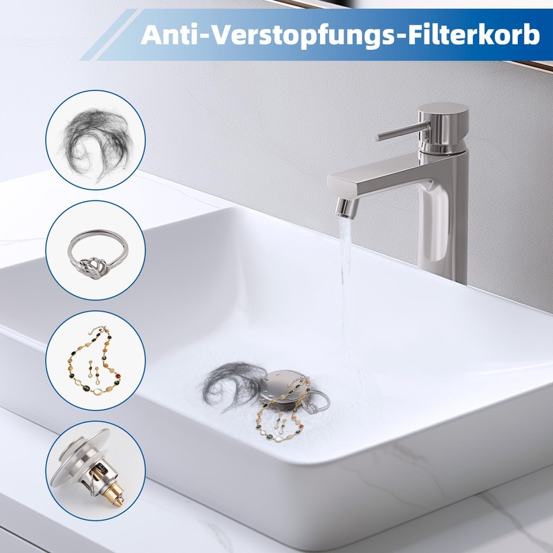Hibbent Universal Sink Plug (1.1 - 2.36 inches/28-48 mm), Sink