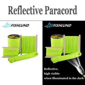FISHLUND Reflective Paracord 550 lb, 7 Strand Type III Paracord Rope 250ft 4mm, High Strength Nylon Parachute Cord for Camping, Survival, Fishing, Tactical and Hiking, Neon Green
