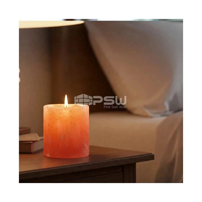 Pink Salt Wall 2 Himalayan Salt Candle Holder Cylinder Shaped