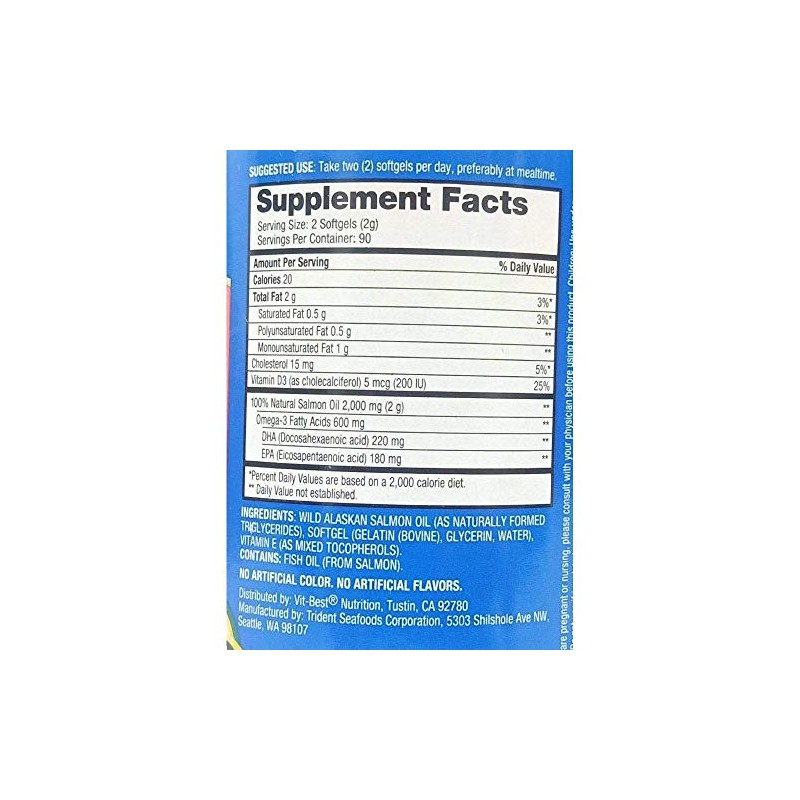Pure Alaska Omega Wild Alaskan Salmon Oil 1000 mg Softgels
