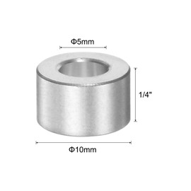 sourcing map 20 Pieces Aluminum Spacers with 5mm Bore, 10mm OD, 1/4" Length, Screw Spacer Bushing with Round Spacers for M5 Screws, Bolts and Rods