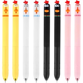 Travone 8 Pcs Funny Chicken Gel Pens Kawaii Novelty Retractable Cartoon Pens 0.5mm Black Ink Cute Animal Writing Pens for Women School Office Supplies Gift