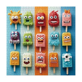 3d Funny Ice Cream Puzzles for Adults 1000 Pieces, Summer Cute Popsicle Jigsaw Puzzles, Colorful Hard Rainbow Food Puzzle