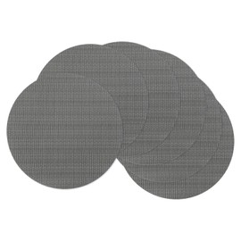 sourcing map 6 Pcs Placemats, 13.7 Inch PVC Placemats Round Braided Place Mats Non-Slip Heat Resistant Place Mats Washable Table Mats for Dining Table Vertical Texture Surface, Dark Gray