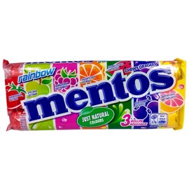 Mentos Rainbow I 3 Rolls of Fruit Flavored Chewy Dragees I 112g 3.9 ounce total