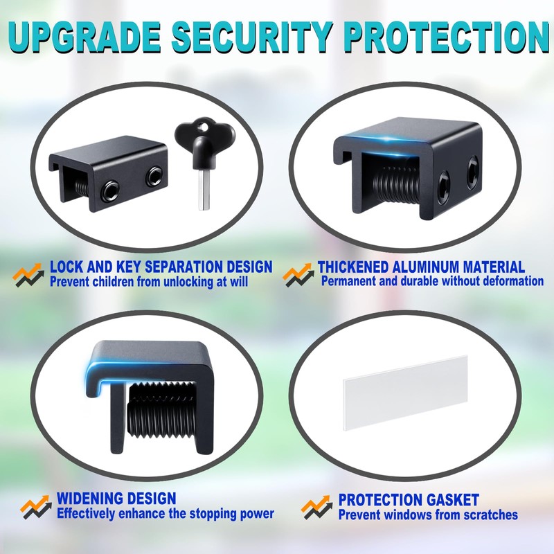 Sliding Window Locks (4 Sets), Security Window Locks with Keys,