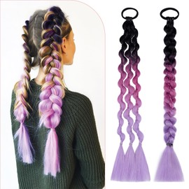 Benehair Bubble Ponytail Extension for Black Women Long Braided Ponytail Extension Protective Style Afro Puff Ponytail Extension Soft Synthetic Hairpieces