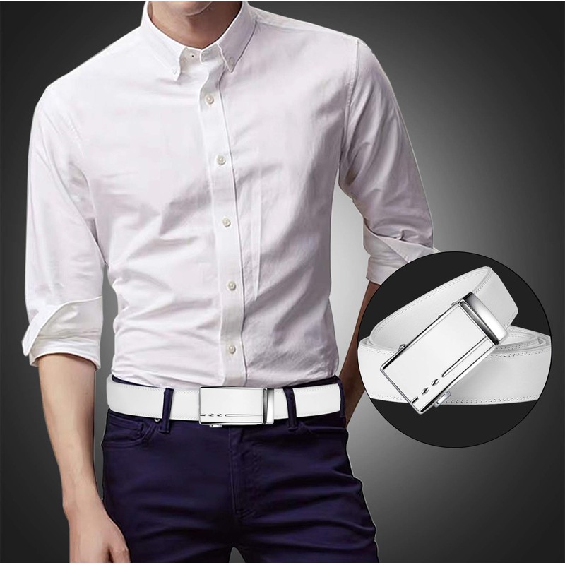 ITIEZY Men's Automatic Belt Designer Leather Belt Buckle Black, 010