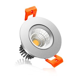 2Inch LED Recessed Ceiling Light, 3W Dimmable LED Downlight, 60 Beam Angle COB Recessed Lights with Driver, Warm White 3000K-3500K, 25W Halogen Bulbs Equivalent for Ceiling Lighting, Silver 1Pack