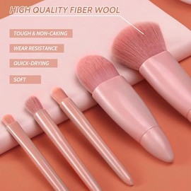 Set de Brochas de Maquillaje de Viaje 5PCS Mini de Maquillaje Portátil Función Completa Kit de Brochas Cosméticas Lindo Pincel Makeup brushes (5pcs+Es