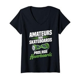 Womens Hoverboarding Pros Ride Hoverboard One Wheel Hoverboard V-Neck T-Shirt