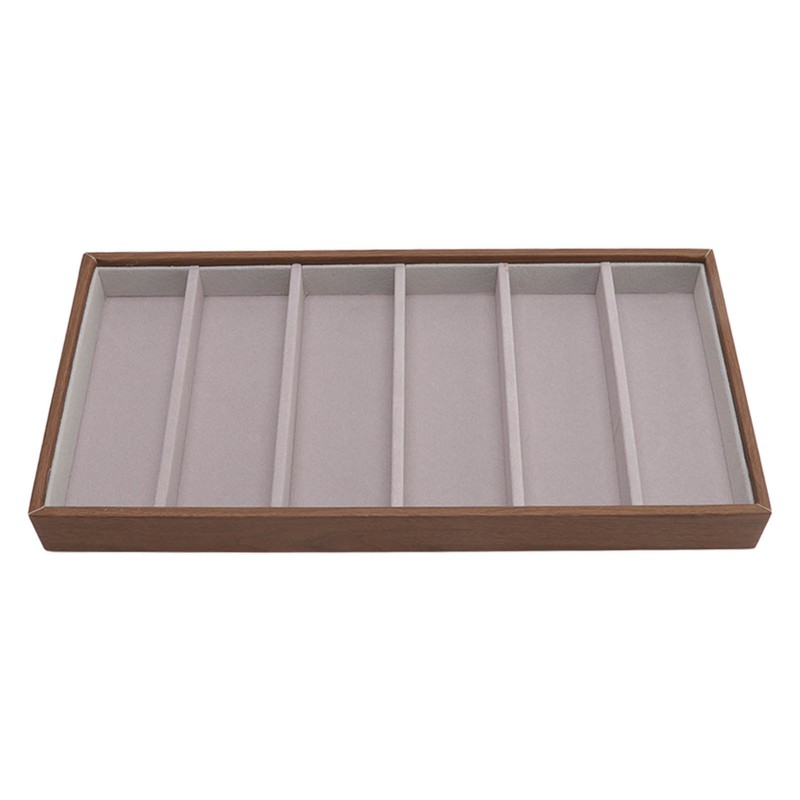 Eyeglass Display Organizer Wood Grain 6 Compartments Glasses Display Tray