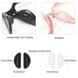 Supkeyer 10 Pairs Silicone Adhesive Eyeglass Nose Pads, 3.5mm Thickness Adhesive Anti Slip Glasses Nose Grips with Air Bag for Glasses Sunglasses Thin Nose Pads Eyeglasses (Black+Clear)