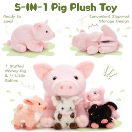 MorisMos Pig Teddy with Babies inside, Lifelike Cuddly Piggy Stuffed Animal Plush Soft Toys, Kawaii Presents for Kids Girls Boys Birthday Party Decoration (40 cm)