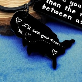 Long Distance Relationship Gift Couple Keychain I Love You More Than The Miles Between Us Keyring Going Away Gift for Girlfriend Boyfriend Travel Military Key Chain Valentines Christmas Birthday Gifts