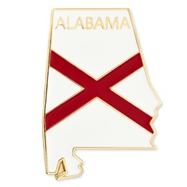 PinMart Alabama Shape Flag Lapel Pin – Complete United States of America Pin Set – Gold Plated Enamel US State Shirt Pins – Great Commemorative/Promotional Gift
