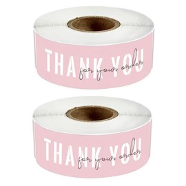 OMGREI 1x3 Inch Thank You for Your Order Stickers, Pink Thank You Stickers Small Business, Packaging for Small Business, Order, Decoration, Gifts, 2Roll with 240 Labels (Pink 01)