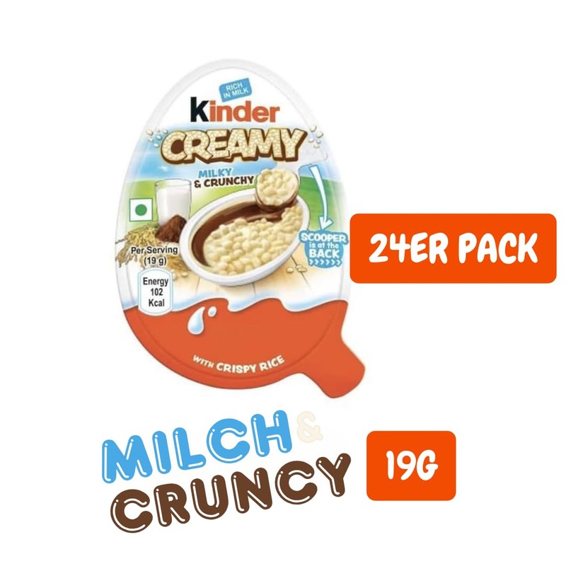 Kinder Creamy Pack of 24 Milky and Cocoa Chocolate with